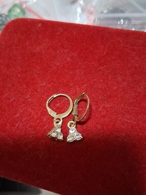 Gold Crystal Drop Hoop Earrings - Women Jewelry
